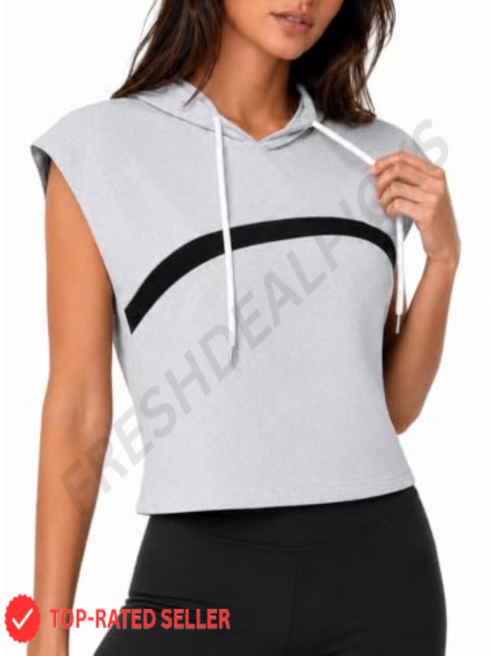 Women Sleeveless Hoodie Crop Muscle Tank Gym Workout Activewear